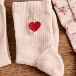 NWT Sezane heart socks - red heart - organic cotton